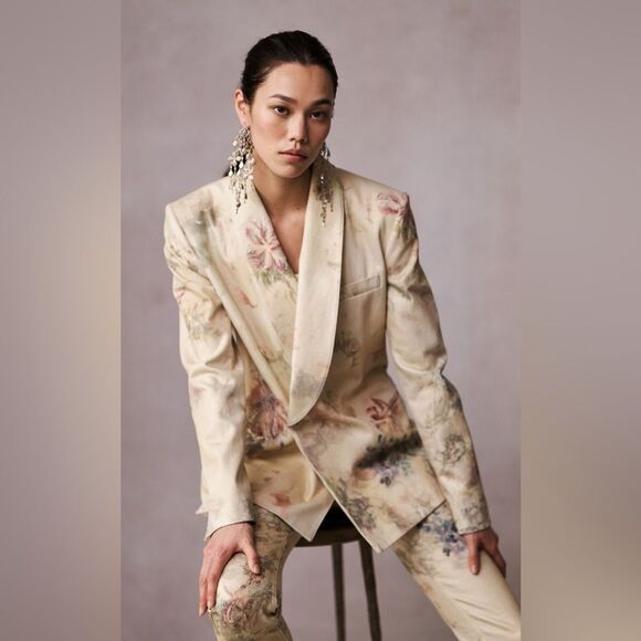 Ralph Lauren Resort 2024 Collection Nelson Handpainted Faded Floral Denim Jacket - Picture 1 of 17